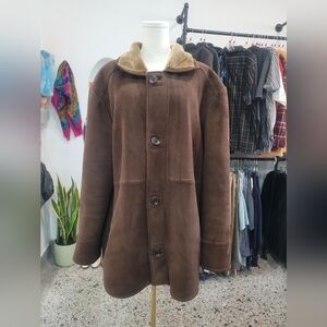 Brown Faux Suede Retro Coat